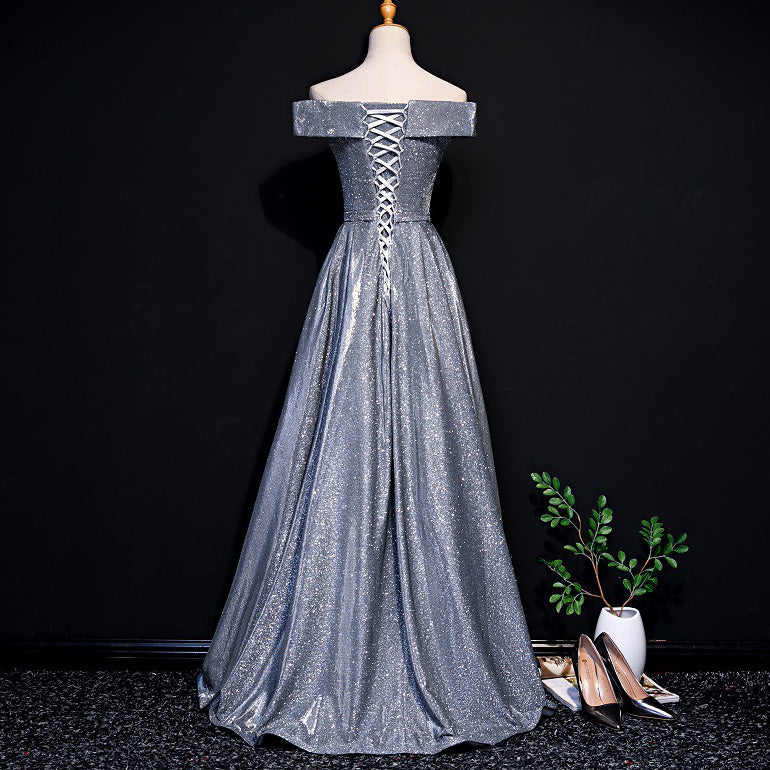 Luxury Sequin Women Party Dresses Summer Elegant Off Shoulder Ball Gown Long Dress BP1280