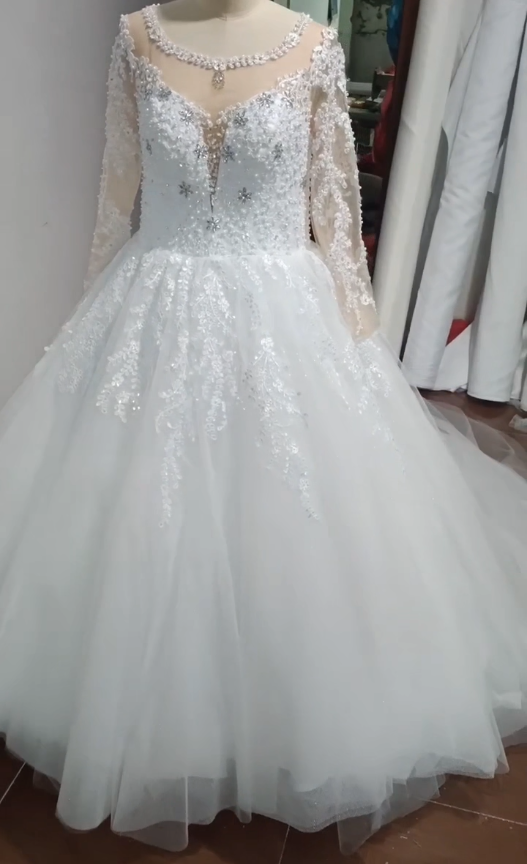 Luxury Princess Cathedral Train Wedding Dress Ball Gown Vestidos De Noiva Robe De Mariage EJB937