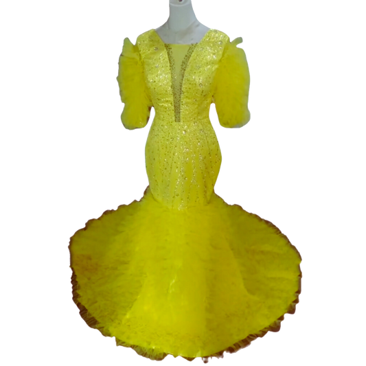 Yellow Color Formal & Evening Dress EJM933