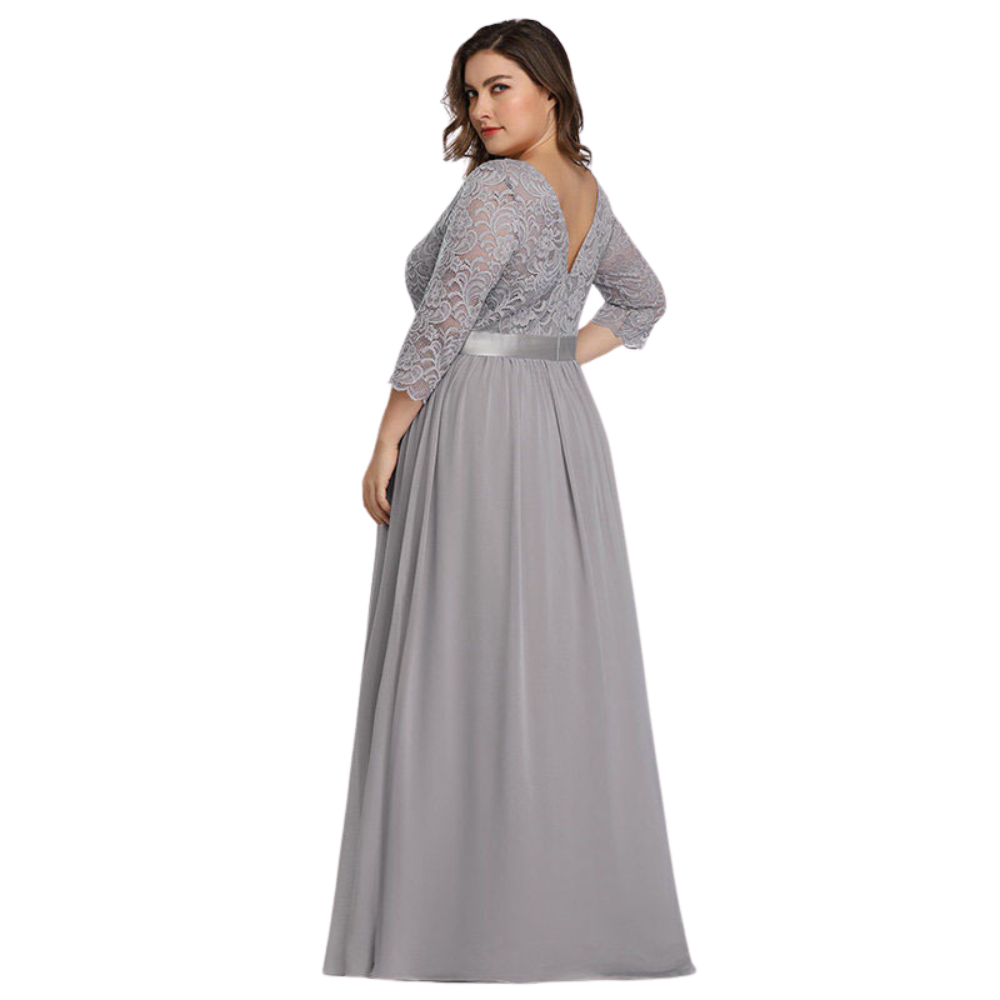 Simple Plus Size Lace Evening Dress with Half Sleeves ERB987