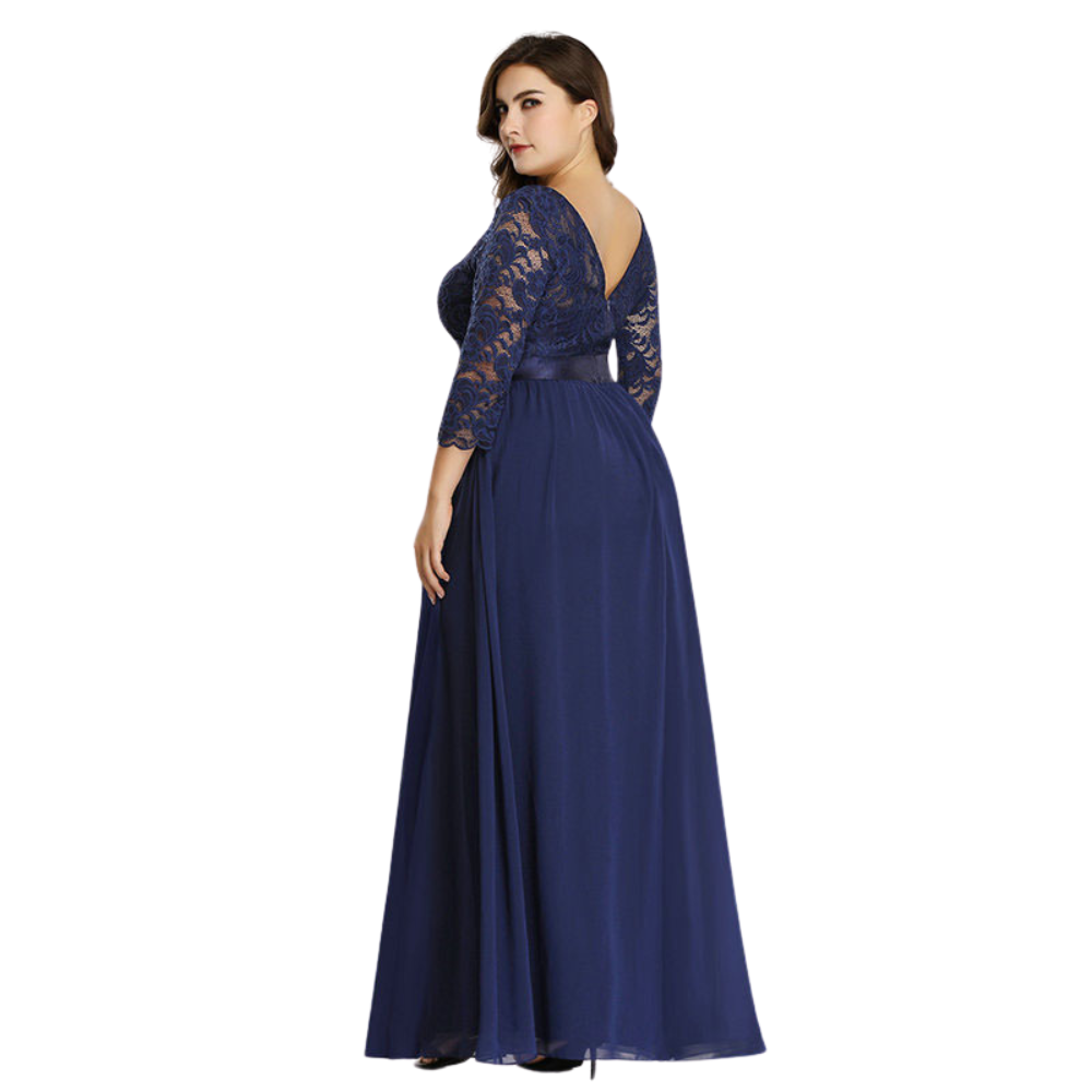 Simple Plus Size Lace Evening Dress with Half Sleeves ERB987