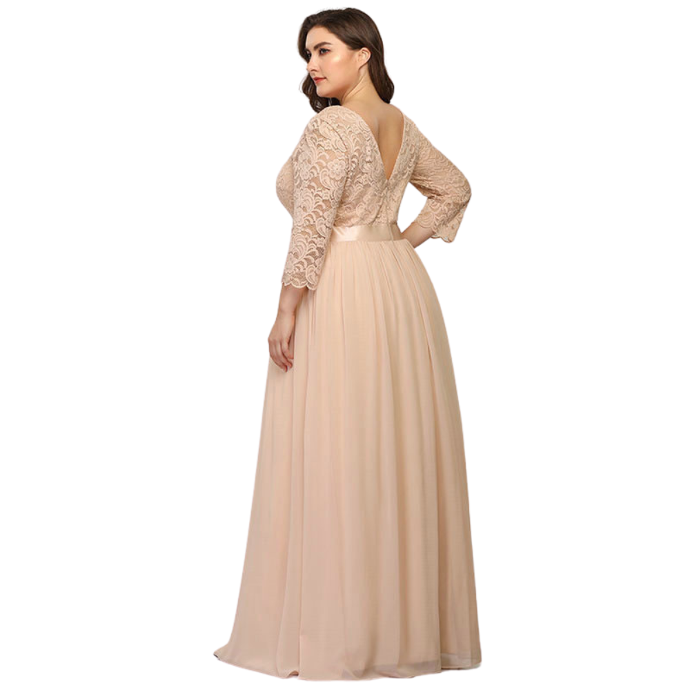 Simple Plus Size Lace Evening Dress with Half Sleeves ERB987