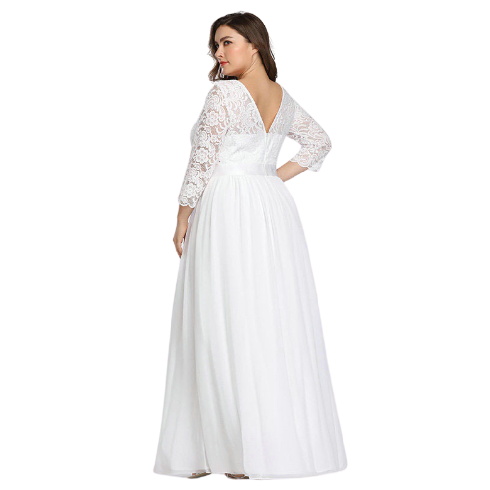 Simple Plus Size Lace Evening Dress with Half Sleeves ERB987