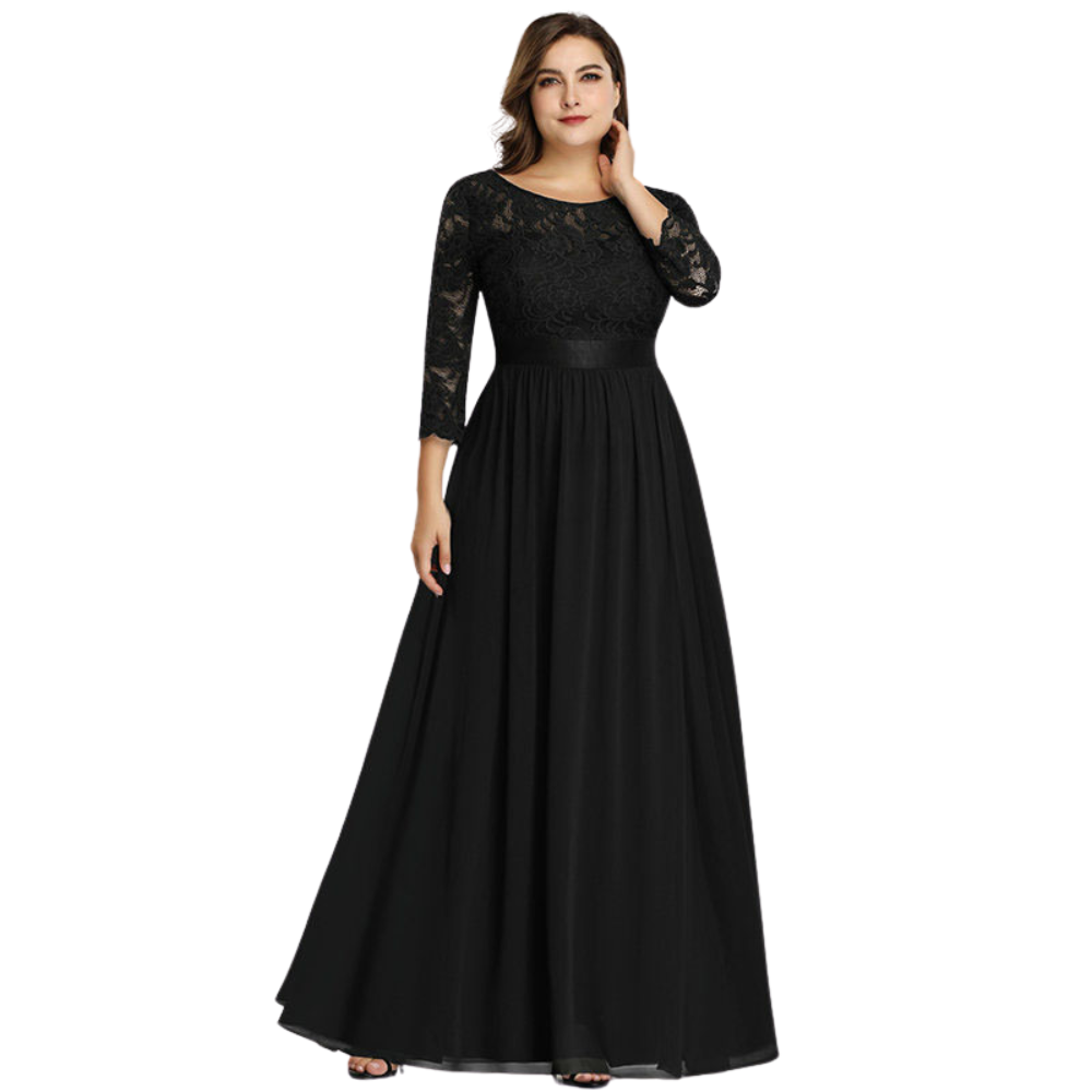 Simple Plus Size Lace Evening Dress with Half Sleeves ERB987