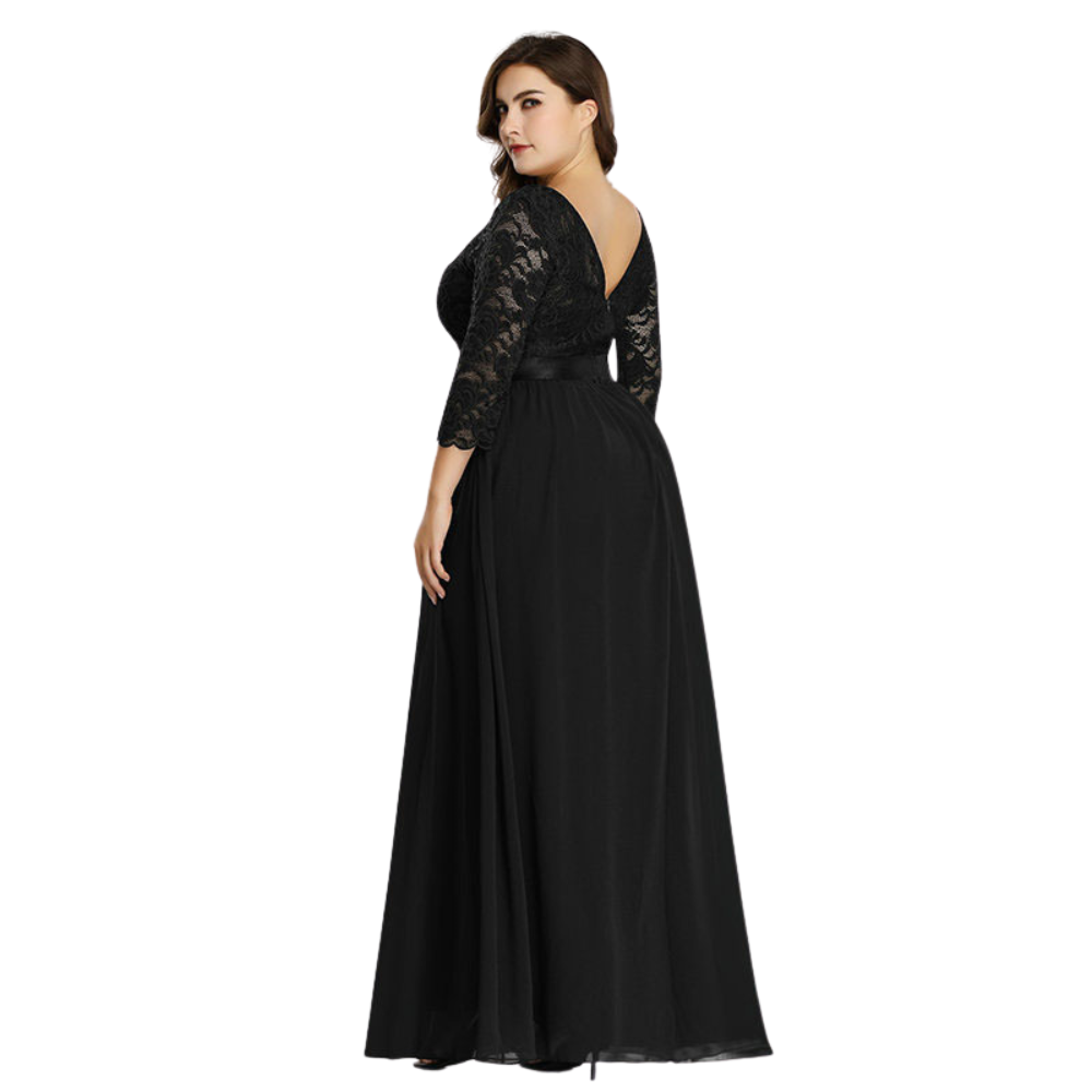 Simple Plus Size Lace Evening Dress with Half Sleeves ERB987