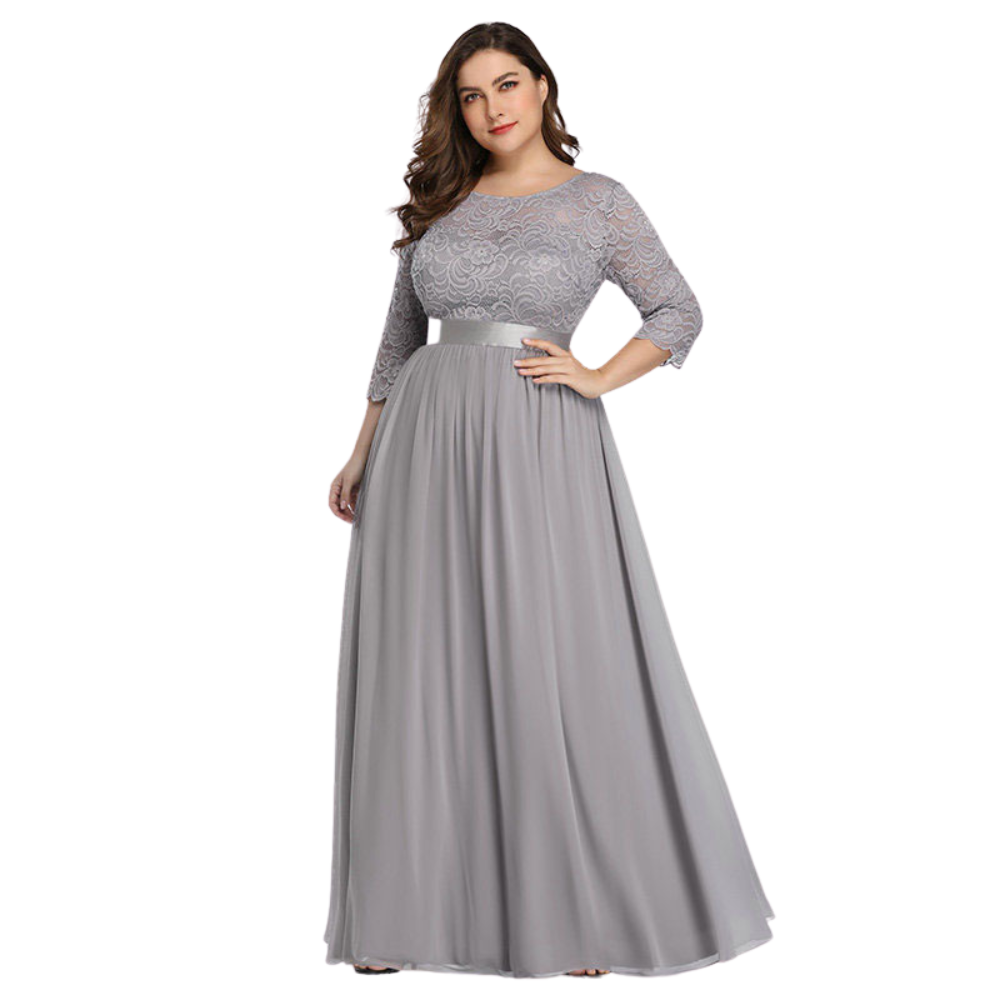 Simple Plus Size Lace Evening Dress with Half Sleeves ERB987