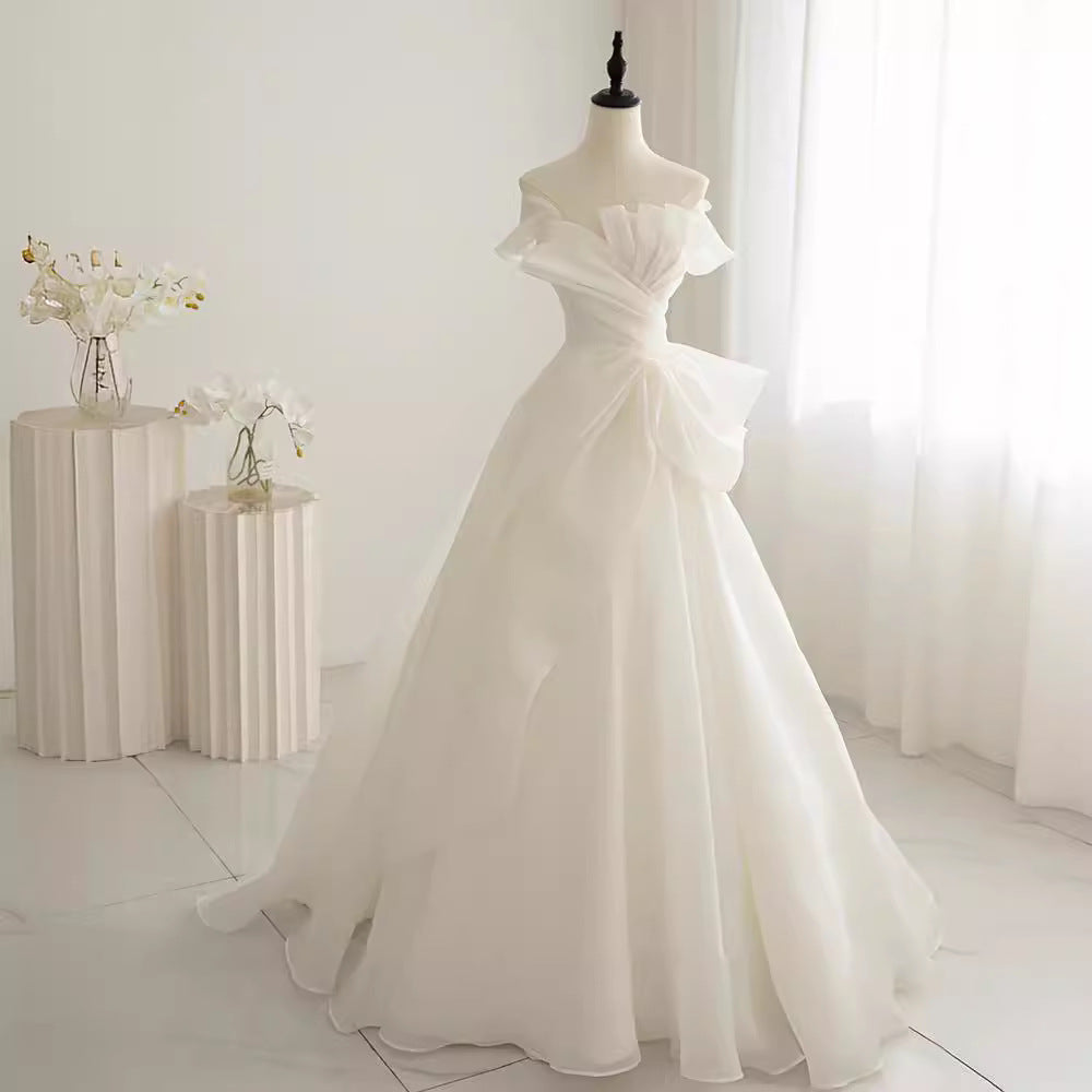 Strapless Wedding Dress Slimming Pleat Court Train Bridal Dress Vestido De Novia ETB1243