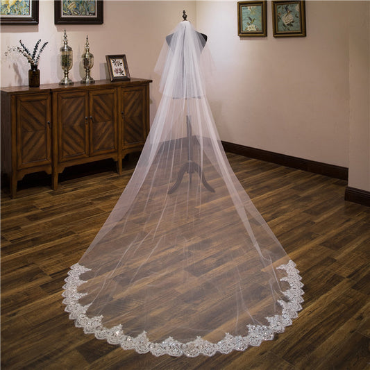 3.8 M Wedding Veil Cathedral Long Bridal Veils with Comb EWA013