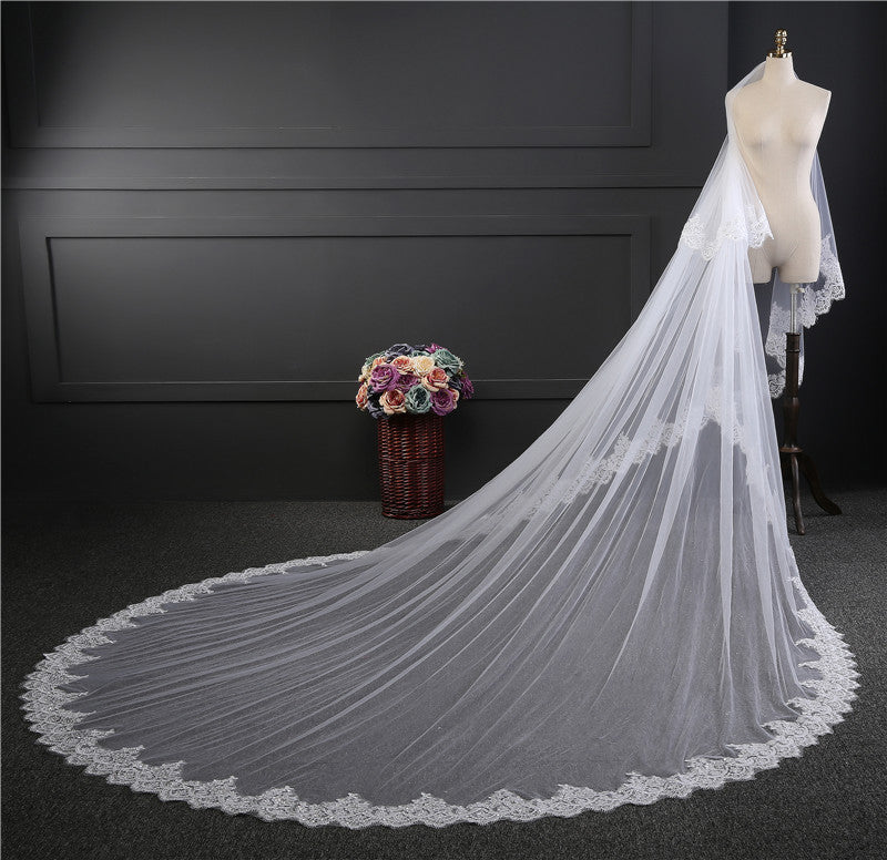 Vintage Lacy Tulle Cathedral Veil EWA018