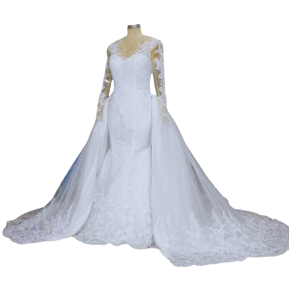 Detachable Train White Wedding Dress EWD806