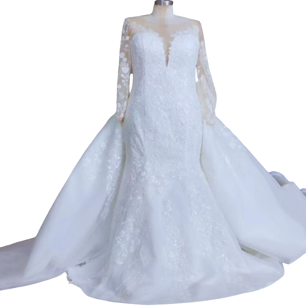 Bridal Dresses With Detachable Train 2 in 1 Dress EWD858