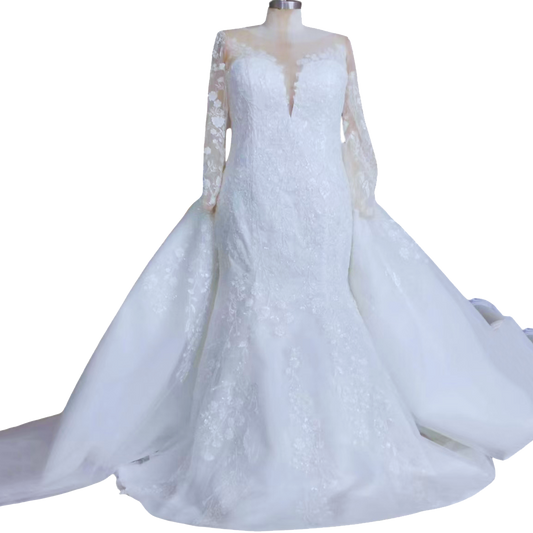 Bridal Dresses With Detachable Train 2 in 1 Dress EWD858