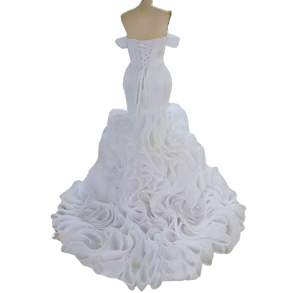 Mermaid Wedding Dress Ruffles Organza Bridal Formal Gowns EWM4312