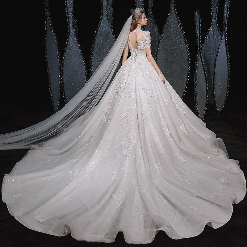 Elegant Exquisite Wedding Dresses New Bridal Temperament Court Style Drag Dress EXB1296