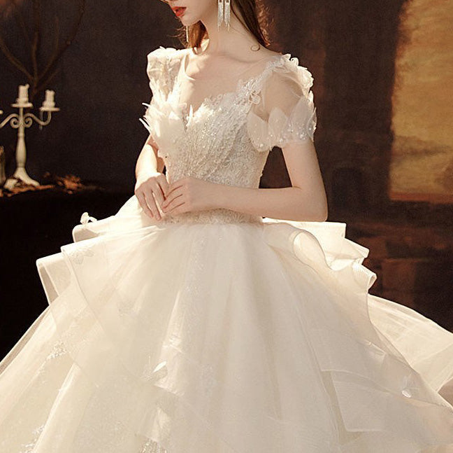 French Wedding Dress Bride Female Palace Super Fairy Princess Gown EXB1297