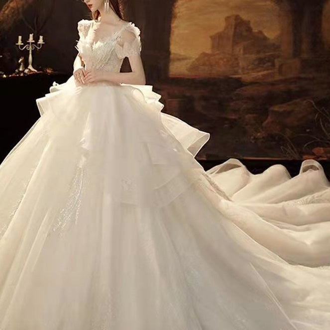 French Wedding Dress Bride Female Palace Super Fairy Princess Gown EXB1297