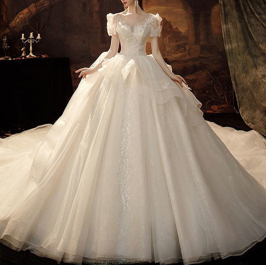 French Wedding Dress Bride Female Palace Super Fairy Princess Gown EXB1297