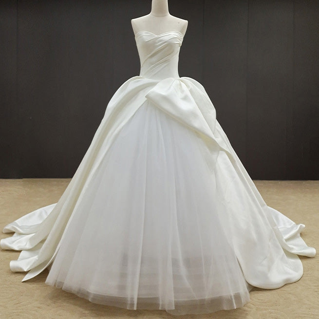 New Wedding French Simple Tailing Satin Bridal Wedding Dress EXB1298