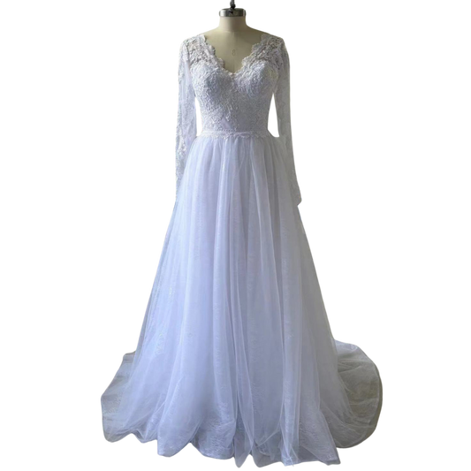 Long Sleeve A Line Wedding Dress EYB1210