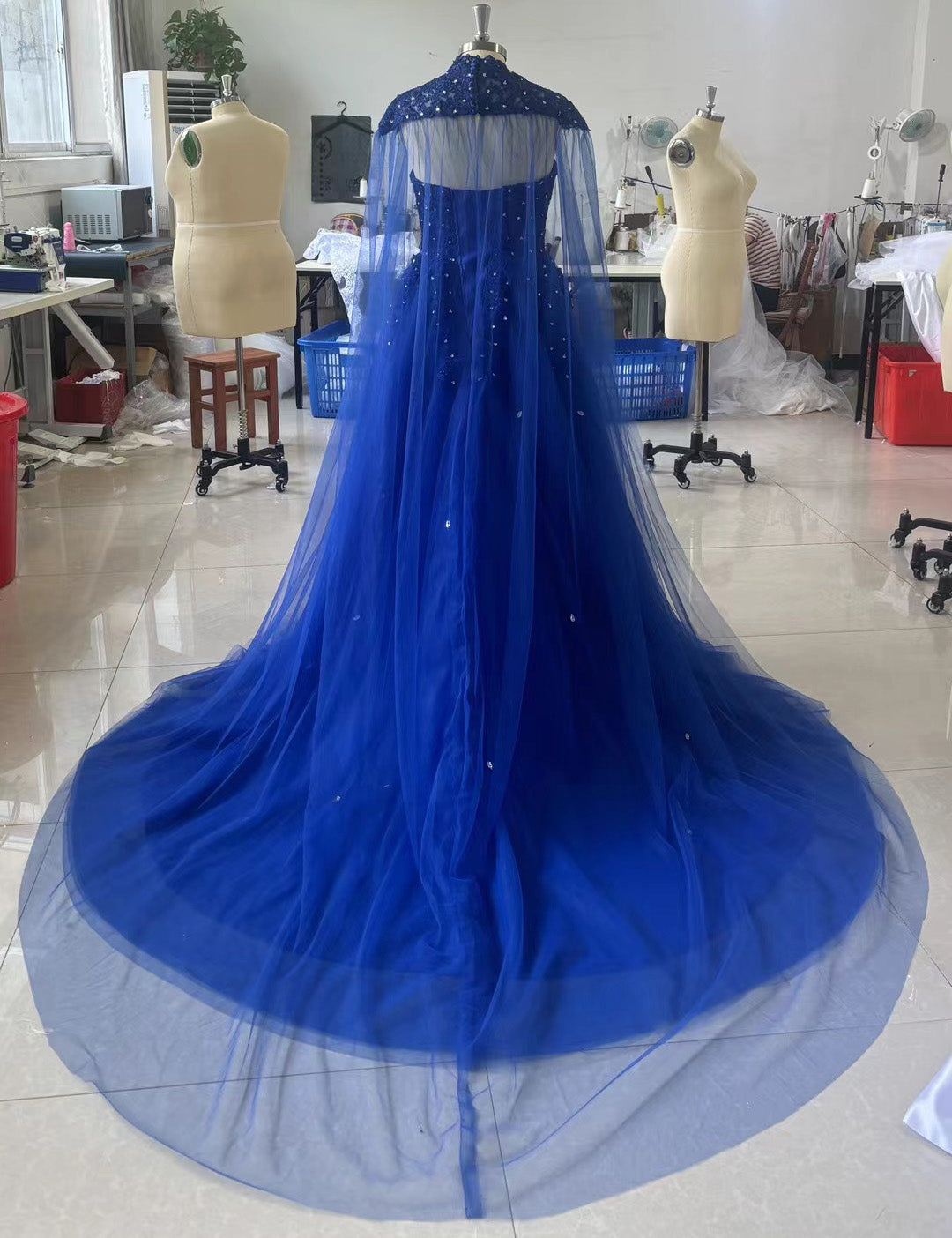 Women's Sweetheart Quinceanera Dress with Cape Tulle Beaded Appliques Ball Gowns EYB1293