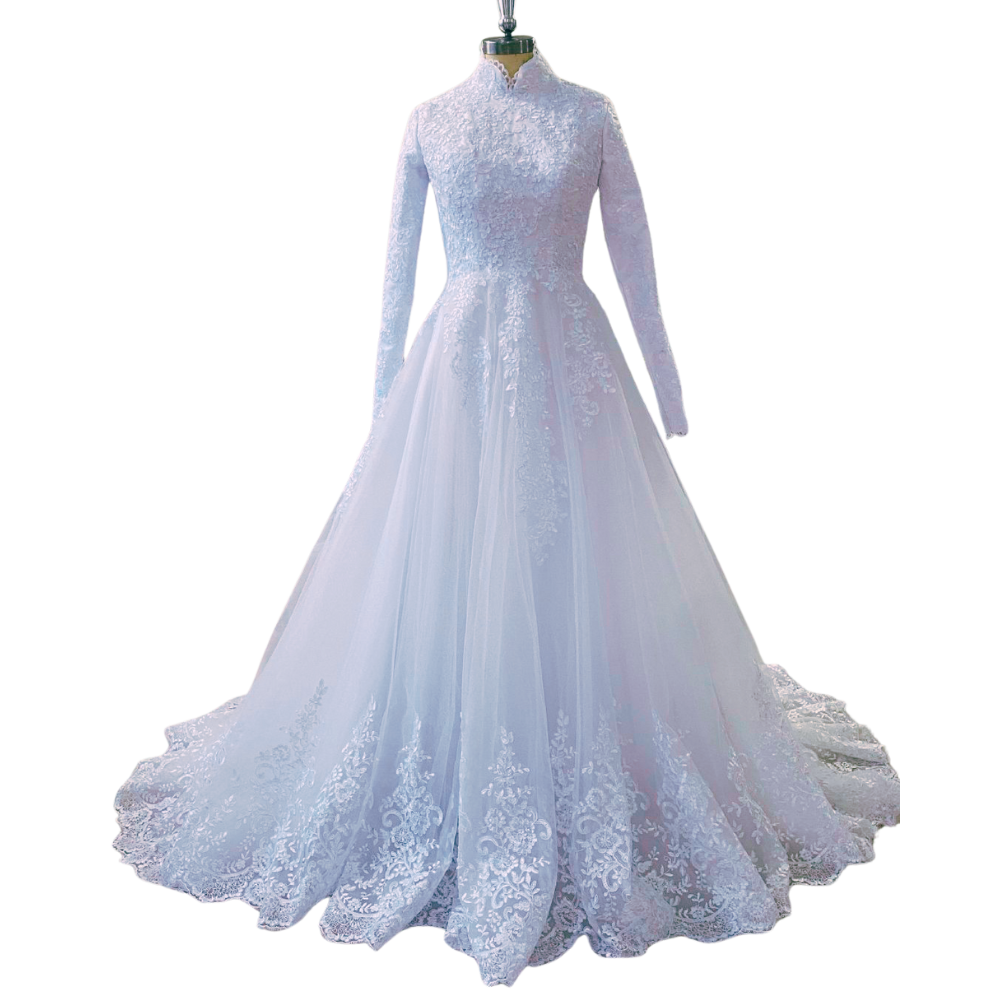 Women's Gorgeous Lace Wedding Dress Long Sleeve Bridal Gown EYB5030