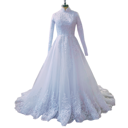 Women's Gorgeous Lace Wedding Dress Long Sleeve Bridal Gown EYB5030