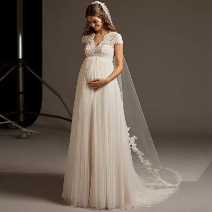 Wedding Dress for Pregnant Women New Classic Elegant White Wedding Dresses EYB5040