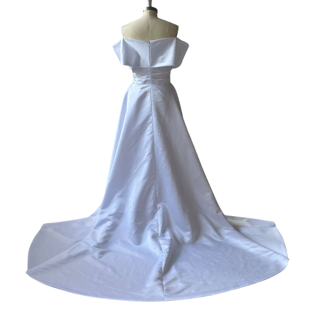 Custom Made Satin Wedding Dress with Detachable Skirt EYD978