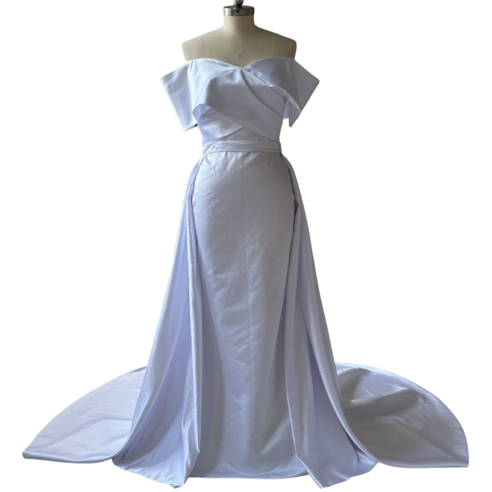 Custom Made Satin Wedding Dress with Detachable Skirt EYD978