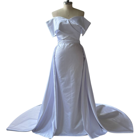 Custom Made Satin Wedding Dress with Detachable Skirt EYD978