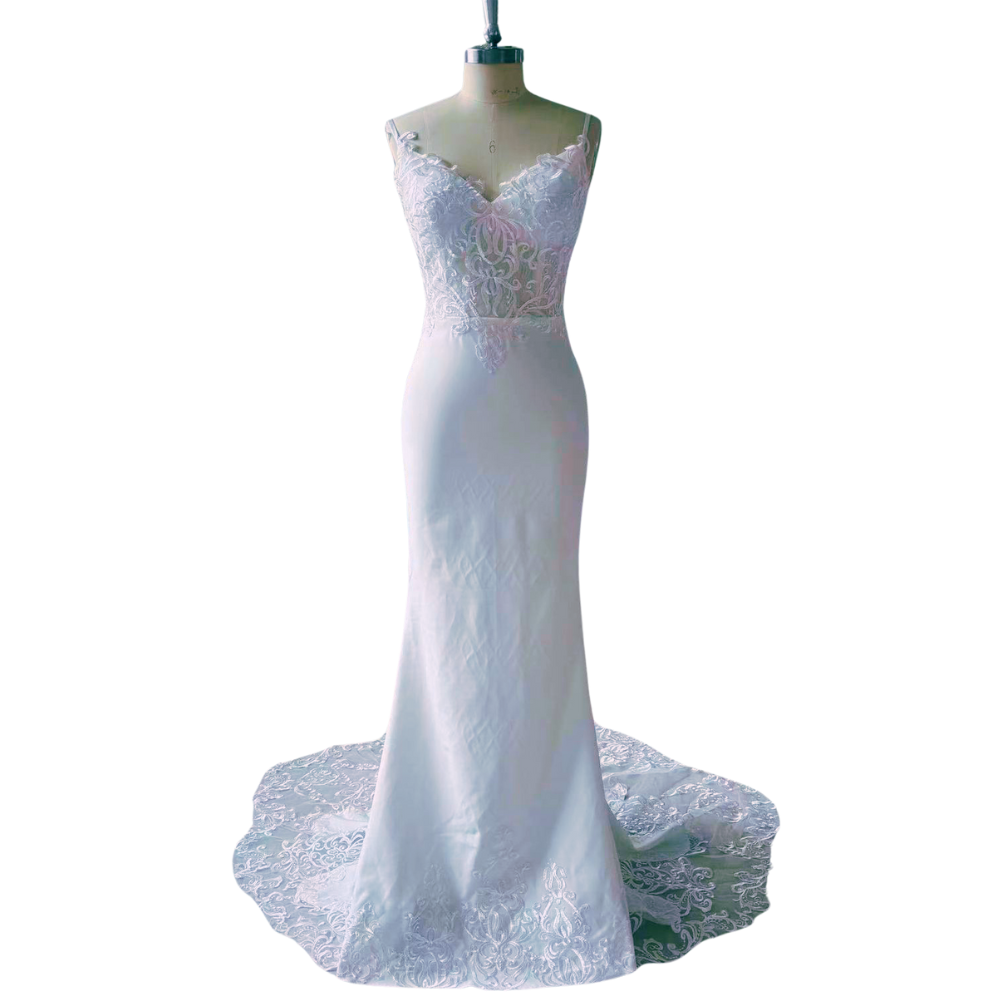 Sexy V Neck Mermaid Wedding Gown EYM1204