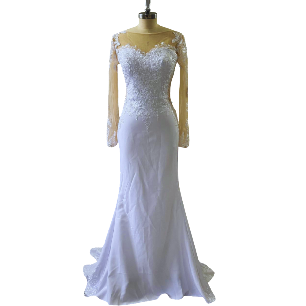 Sexy New Design Boat Neck Satin Mermaid Wedding Dress EYM976