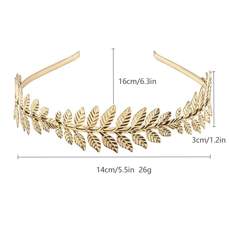 Gold Bridal Leaf Headband for Women Greek Goddess Hairband Hair Accessories YAC1056