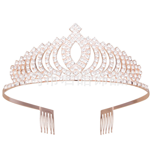 Women Stylish Shining Rhinestone Crown Headband YAC996