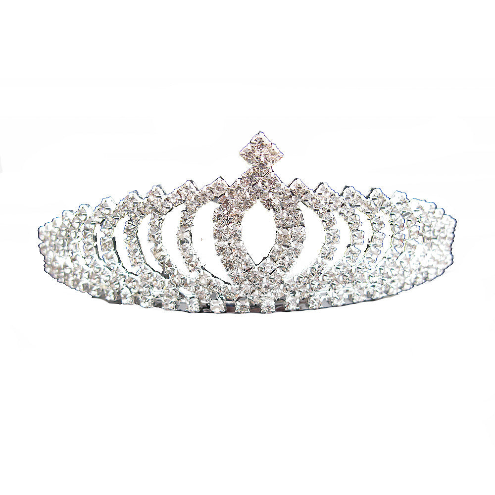 Women Stylish Shining Rhinestone Crown Headband YAC996