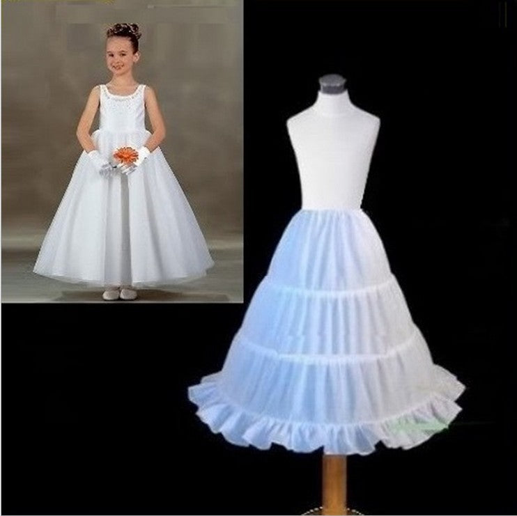 Long Child Petticoat for Children Girl 3 Hoop Petticoat Crinolines Slip Underskirt for Flower Girl Ball Gown Dress YAP1109