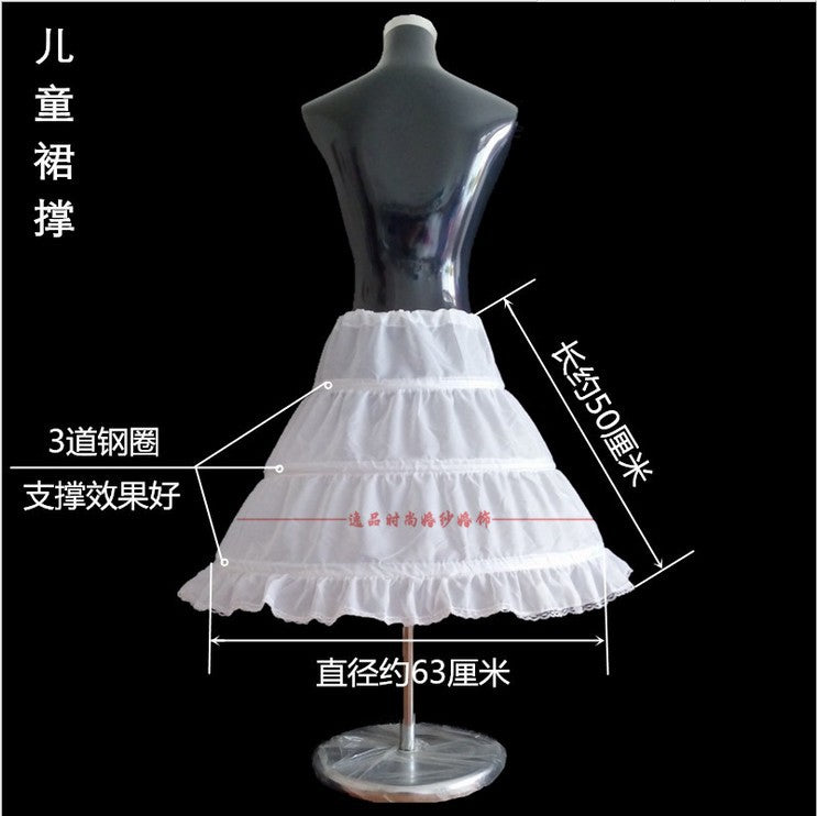 Long Child Petticoat for Children Girl 3 Hoop Petticoat Crinolines Slip Underskirt for Flower Girl Ball Gown Dress YAP1109