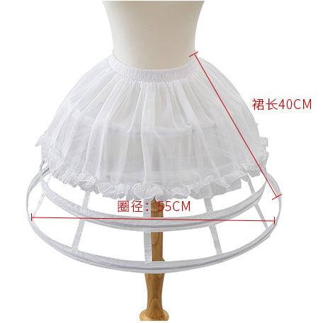 Womens Lolita Hollow Out Birdcage Petticoat 4 Hoops Pleated Ruffles Underskirt YAP1117