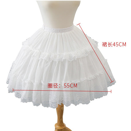 Lolita Lady Crinoline Skirt Petticoat Underskirt Tutu Ruffle Swing Vintage Lace YAP1129