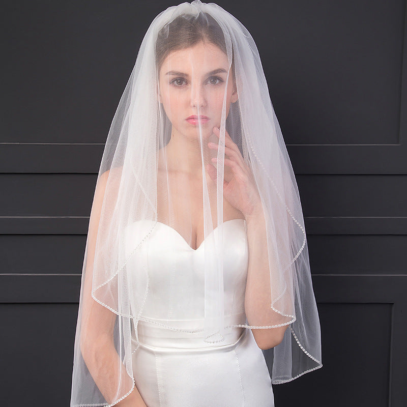 Simple Cut Edge Fingertip Length Bride's Veil YAV1067