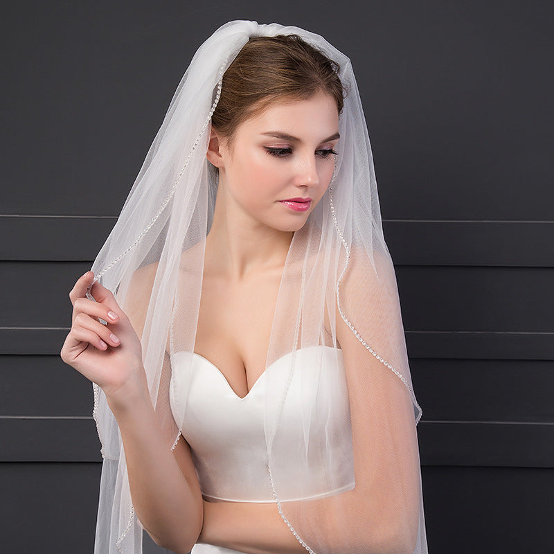 Simple Cut Edge Fingertip Length Bride's Veil YAV1067