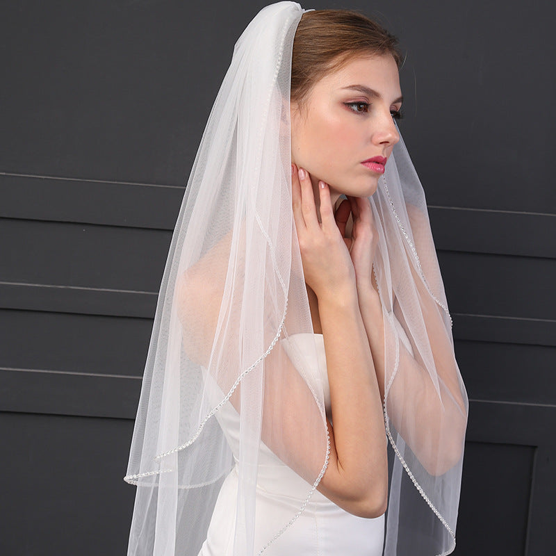 Simple Cut Edge Fingertip Length Bride's Veil YAV1067