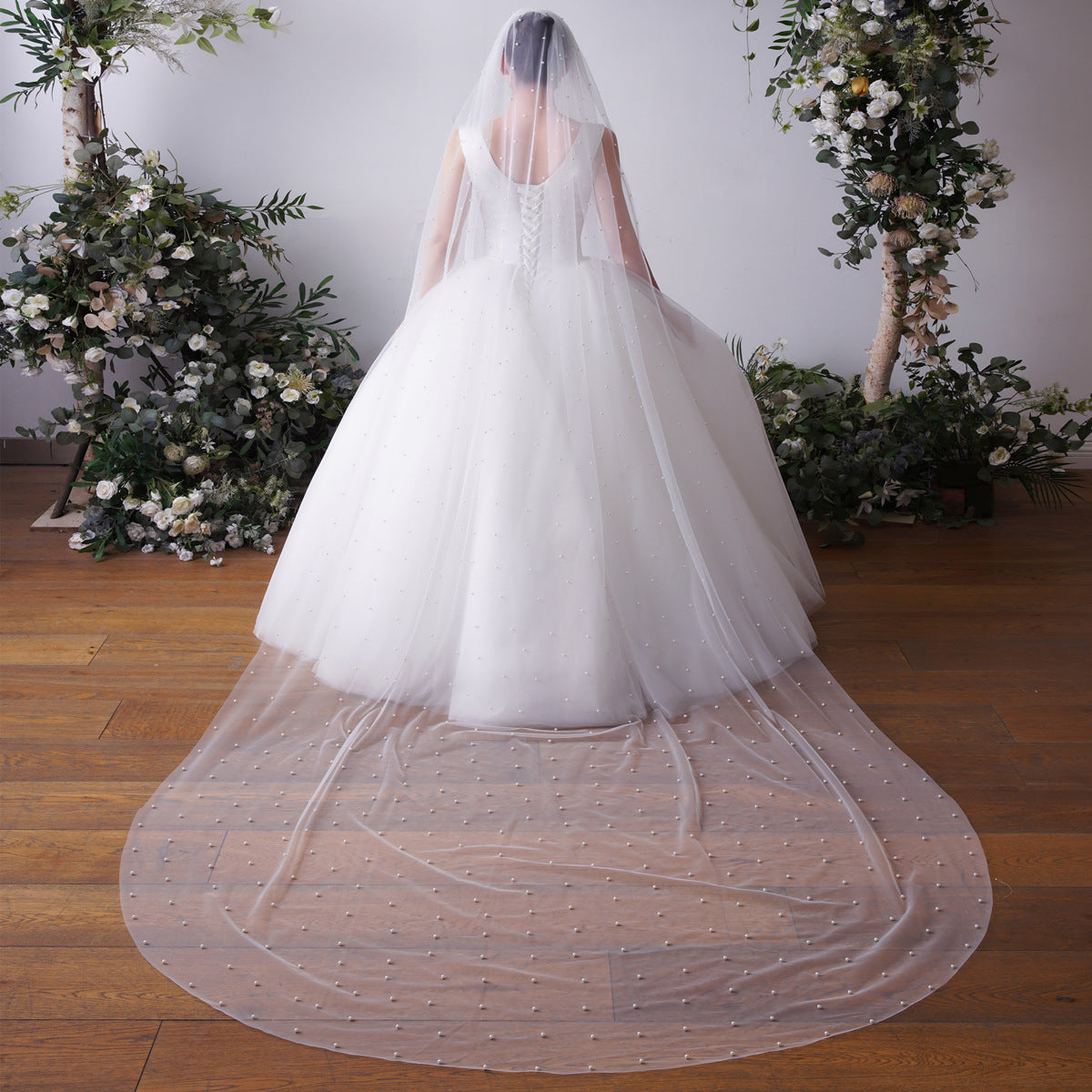 Bridal Headwear Pearl 3 Meters Long 3 Meters Wide Tail Bridal Veil YAV1073