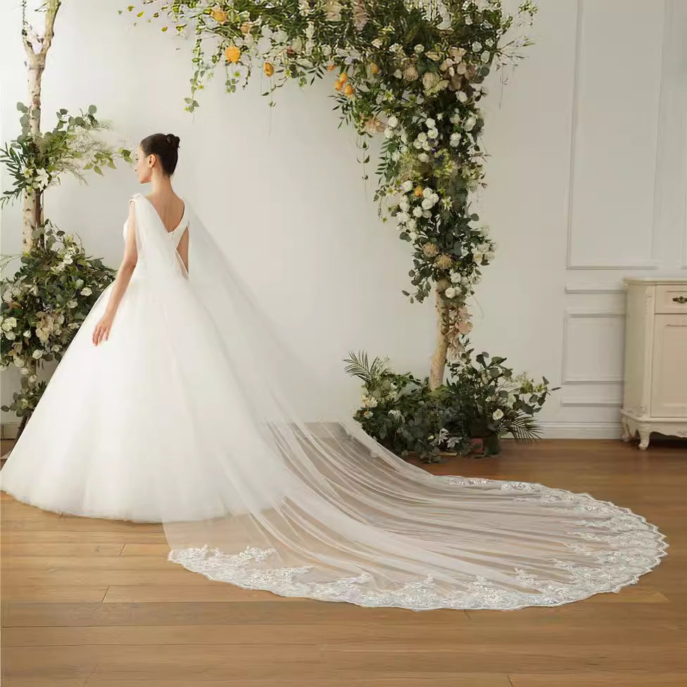 Long Tulle Shoulder Bridal Cape Wedding Veil Cloak YAV1077