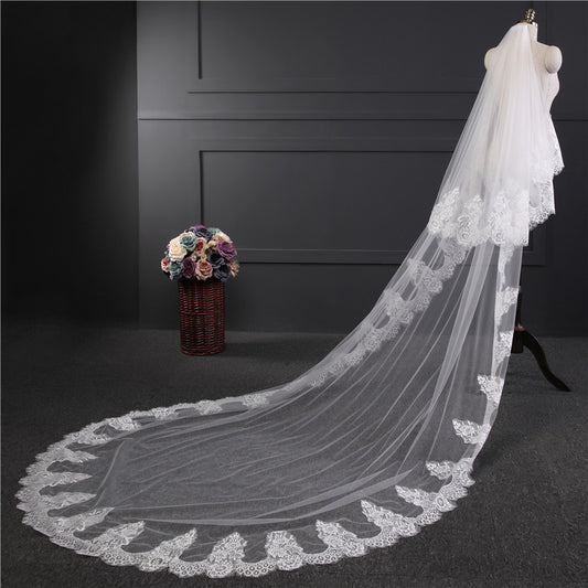 Edge Cathedral Bridal Veils With Applique YAV1081