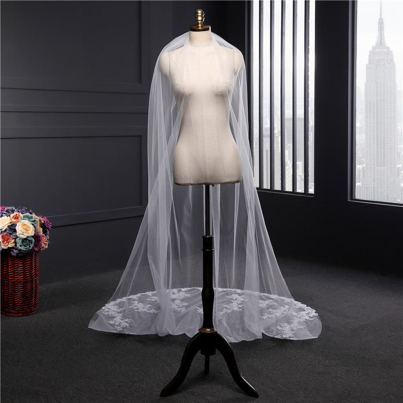 Long Lace Wedding Head Veil With Comb YAV1093