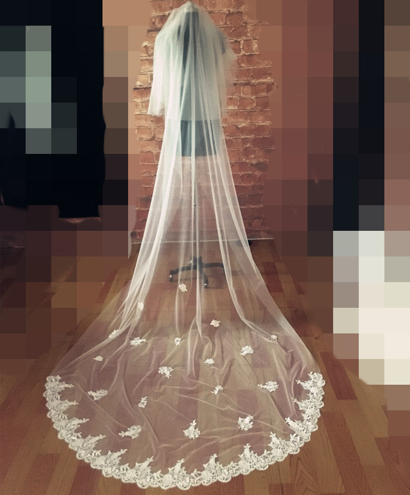 New Arrival Long Lace Edge Bride's Wedding Veil YAV1095