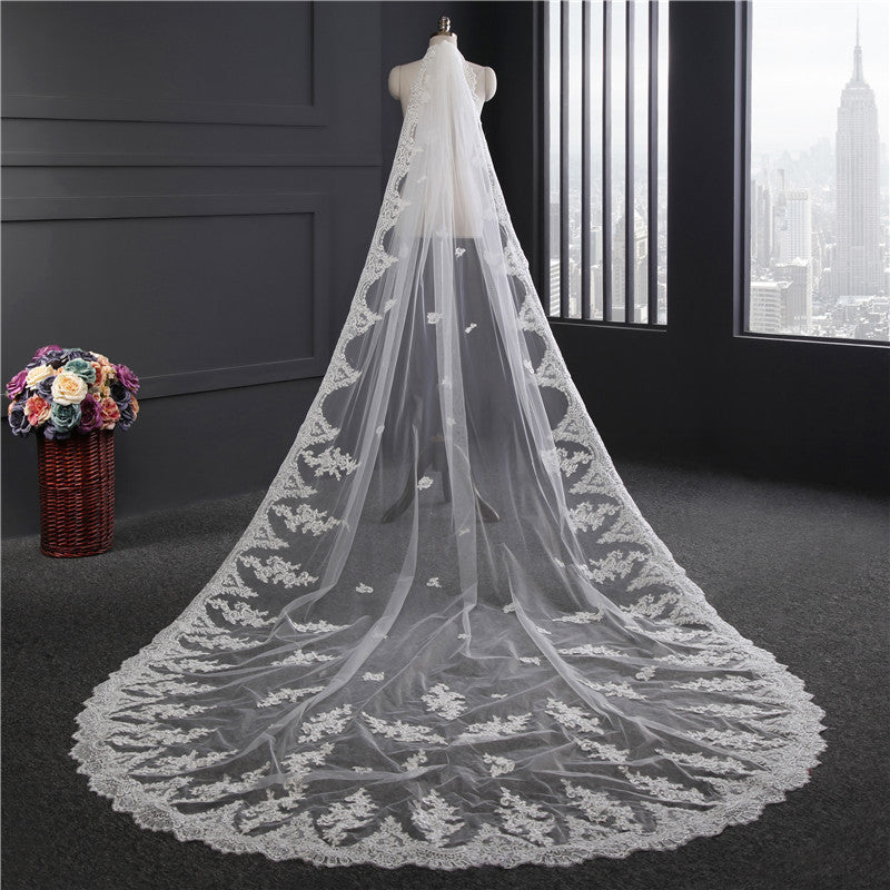 Cathedral Single Lace Wedding Bridal Veils YAV1096