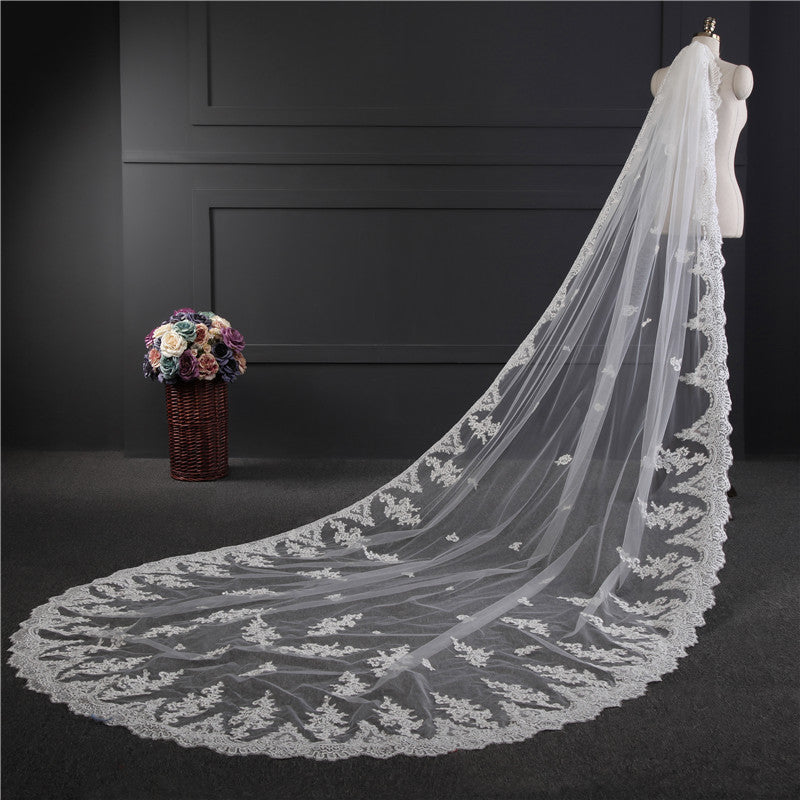 Cathedral Single Lace Wedding Bridal Veils YAV1096