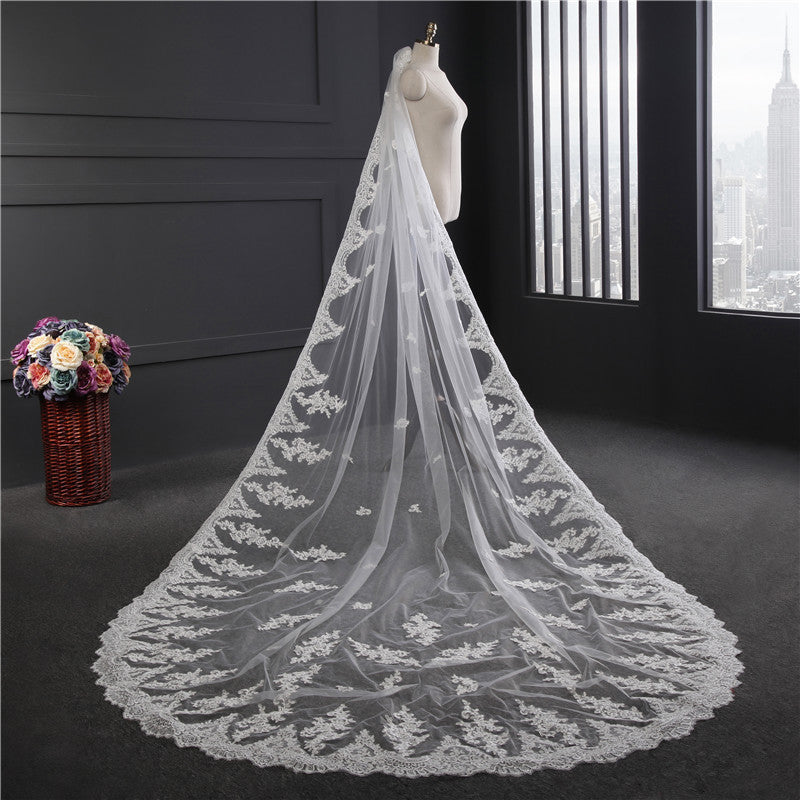 Cathedral Single Lace Wedding Bridal Veils YAV1096